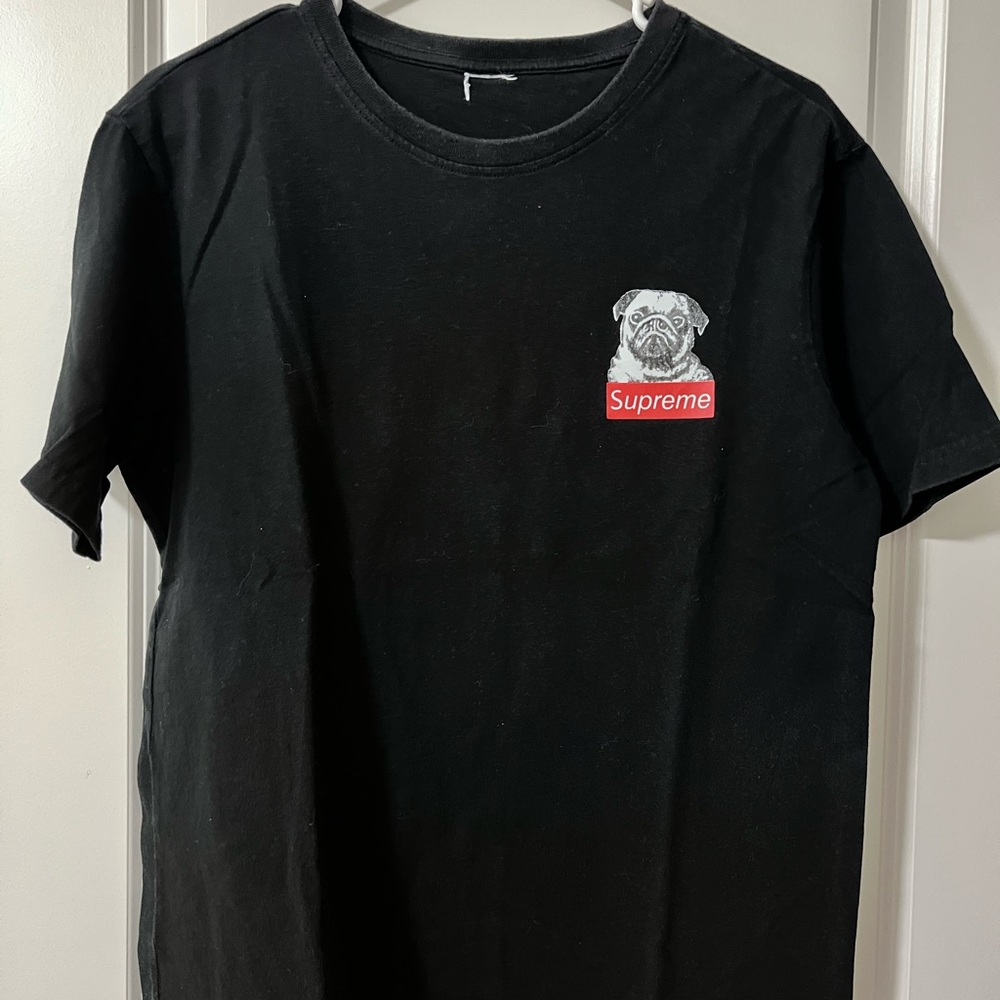 Supreme Black Tee with Pug Design